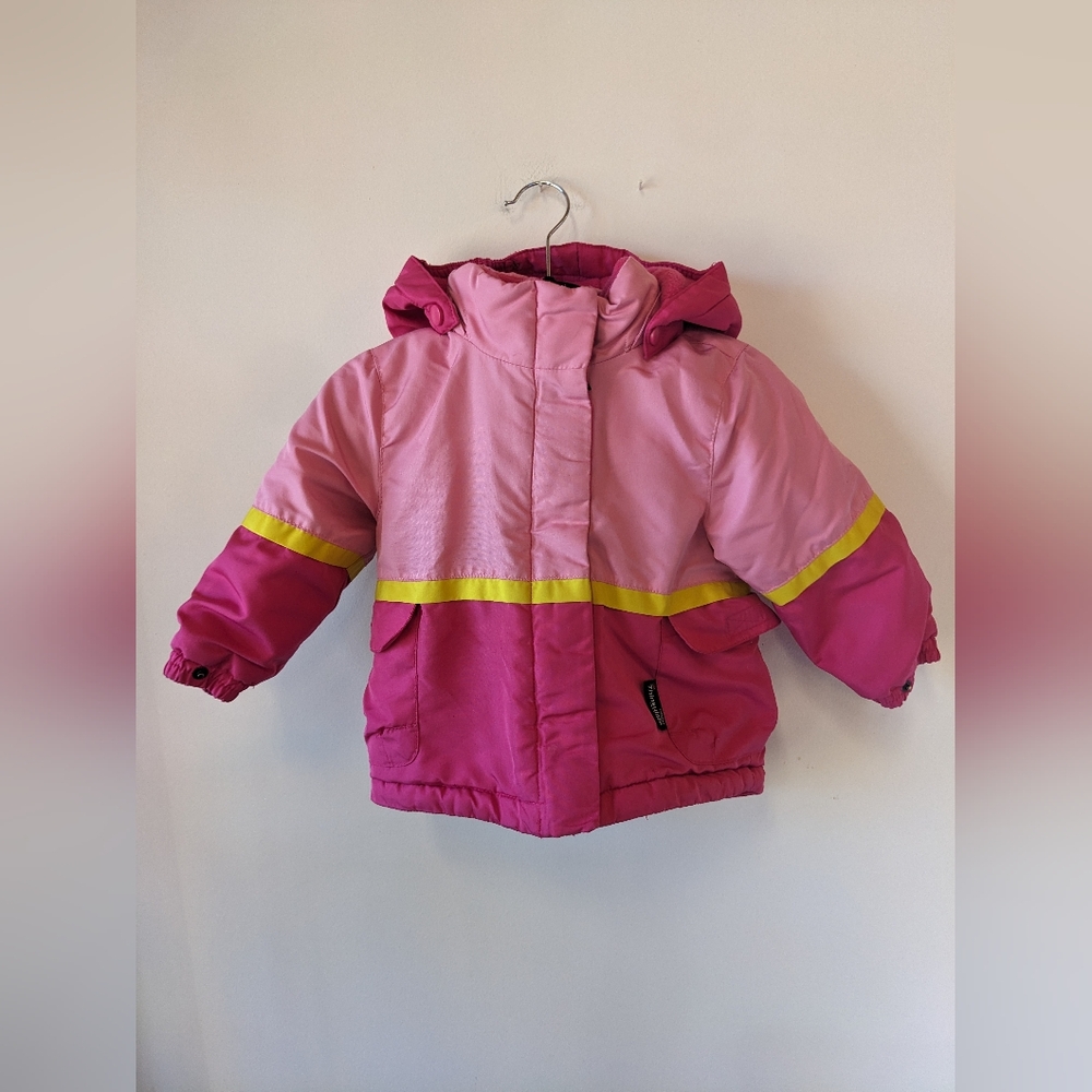 Pink Toddler Winter Jacket with Yellow Accents Size 18M